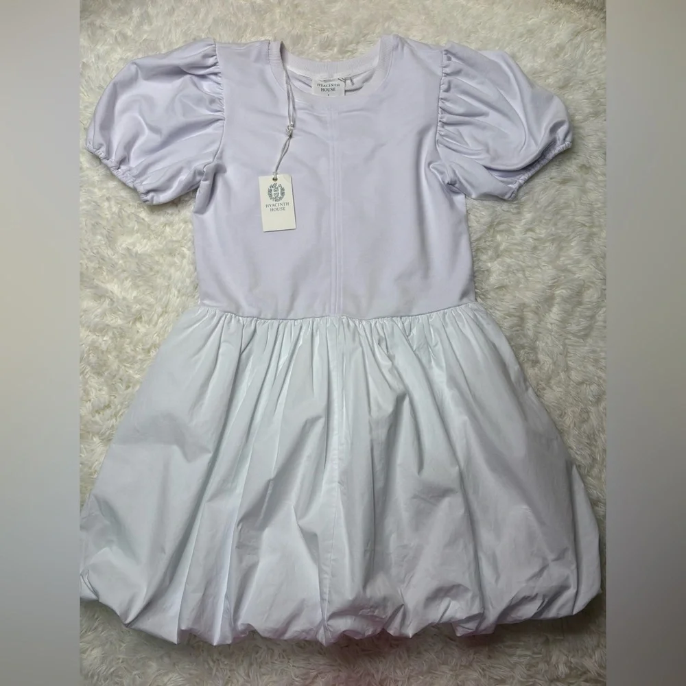 Hyacinth House Tuckernuck Bubble White Puff Sleeve Mini Dress size small NWT - Picture 2 of 10